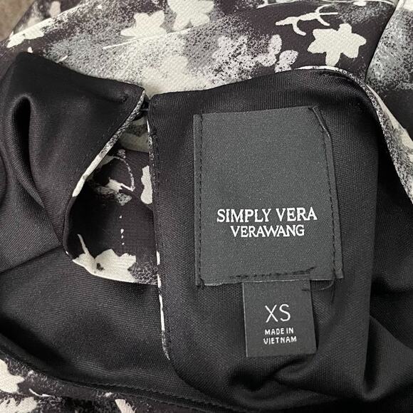 Simply Vera Wang Size XS Black Floral Chiffon Dress Whimsigoth Fairy Romantic - Picture 10 of 16